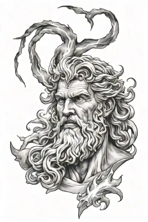 zeus god with lightning tattoo design idea