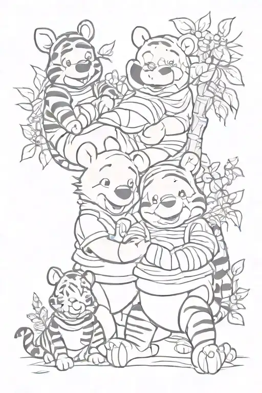 Winnie the Pooh, tigger and piglet tattoo design idea
