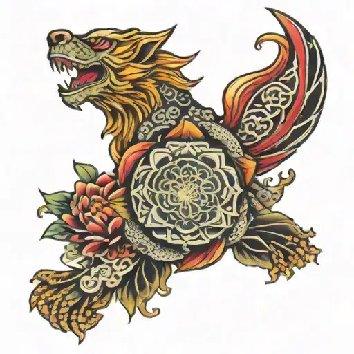 japanese with mandalas tattoo design idea