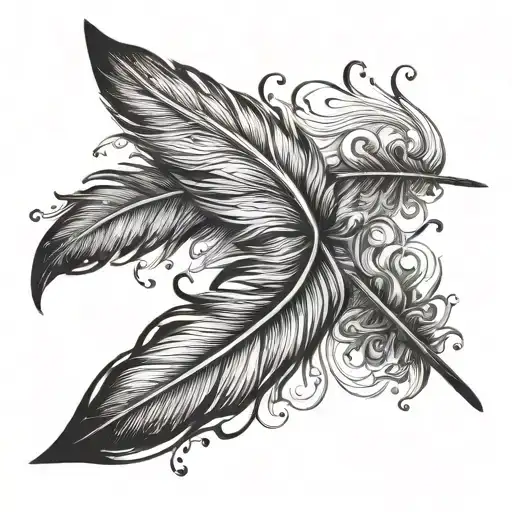 Feather that turns into birds flying  tattoo design idea