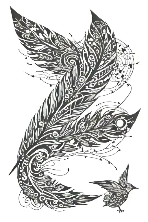 Feather that turns into birds flying away tattoo design idea