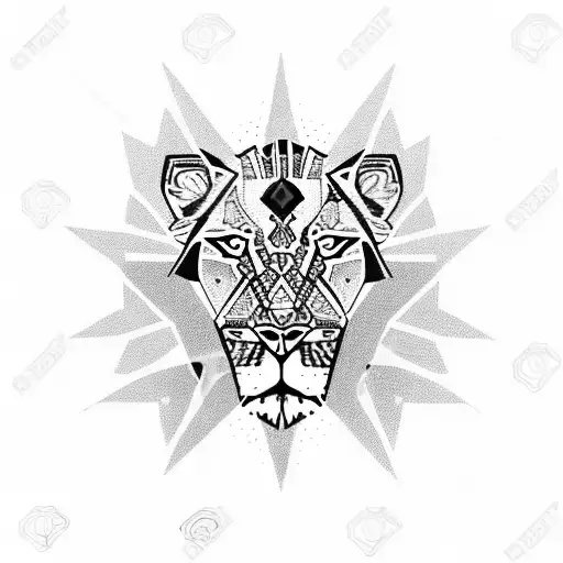 Tribal with lions tattoo design idea