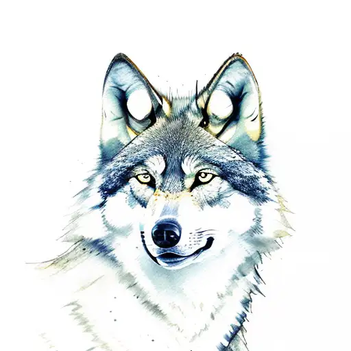 tale of two wolves watercolor  tattoo design idea