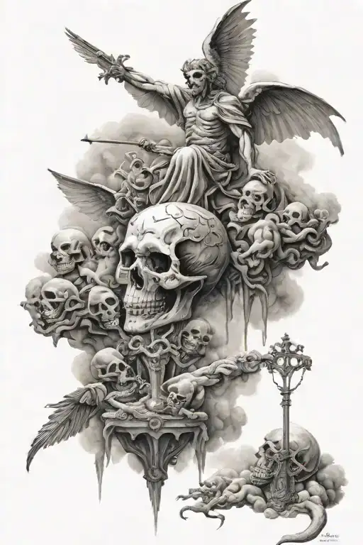 heaven vs hell tattoo design idea