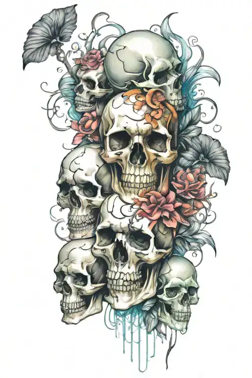 skulls representing dark periods tattoo design idea