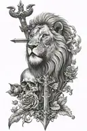 Theo, Christian cross, 2h28, surprise, lion, sagittarius, skull tattoo design idea