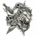 Theo, Christian cross, 2h28, surprise, lion, sagittarius, skull tattoo design idea