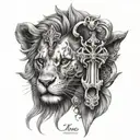 Theo, Christian cross, 2h28, surprise, lion, sagittarius, skull tattoo design idea