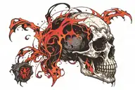 Vampire skull with flames tattoo design idea