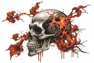 Vampire skull with flames tattoo design idea
