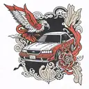 Red 1991 Subaru legacy tattoo design idea