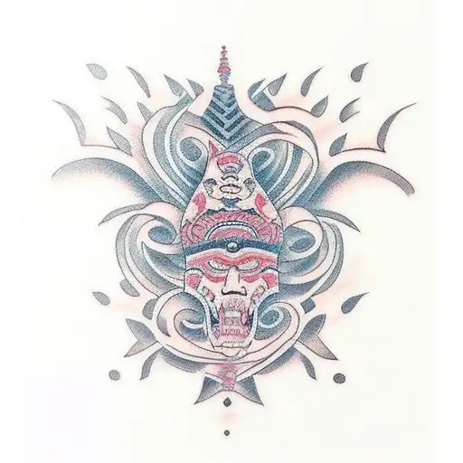 A tribal tattoo with my girlfriends name and my name spelled out fully "Mark & Mina" tattoo design idea