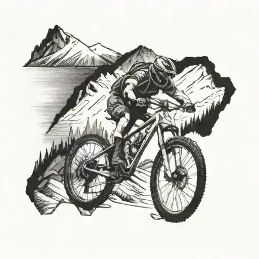 mountainbike lonely warrior tattoo design idea