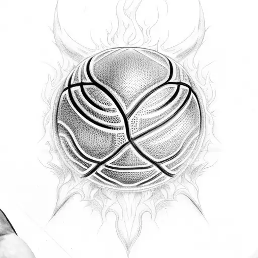 Basketball with fire tattoo design idea
