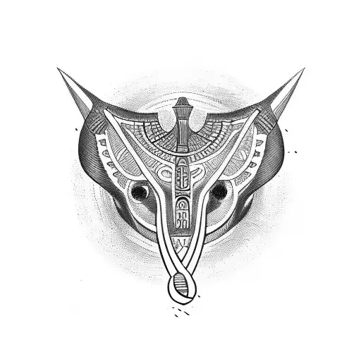 Maori style with Egyptian hieroglyphs and Anubis tattoo design idea