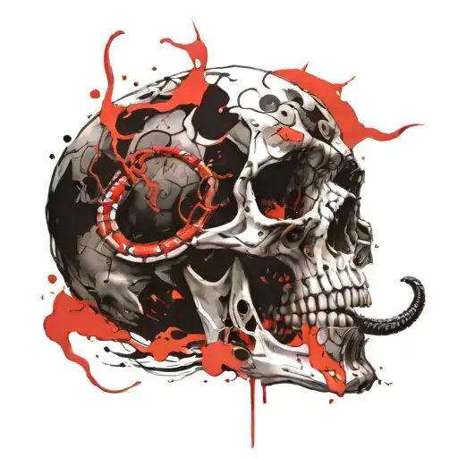 skull with snake tattoo design idea