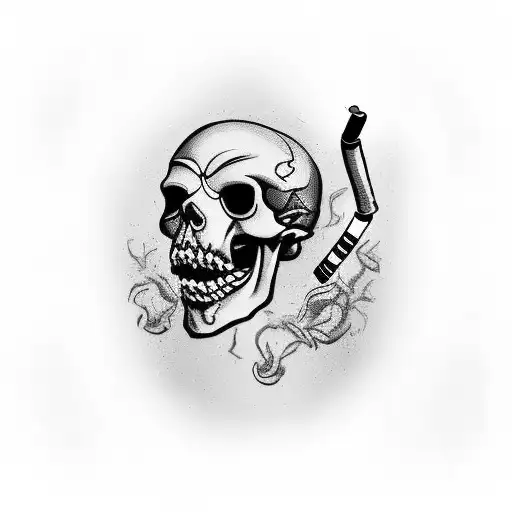 cowboy skull, smoking cigarette, bandanna around neck tattoo design idea