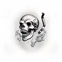 cowboy skull, smoking cigarette, bandanna around neck tattoo design idea