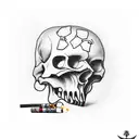 cowboy skull, smoking cigarette, bandanna around neck tattoo design idea