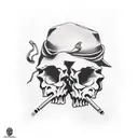 cowboy skull, smoking cigarette, bandanna around neck tattoo design idea