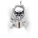 cowboy skull, smoking cigarette, bandanna around neck tattoo design idea