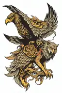 Wolf with an eagle tattoo design idea