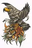 Wolf with an eagle tattoo design idea