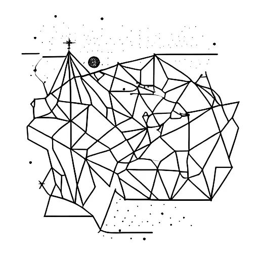 Constellations forming a mountain range tattoo design idea