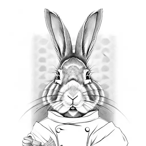 A chef rabbit preparing a traditional Japanese dish tattoo design idea