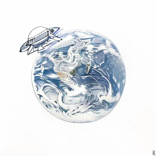 astronaut touching a planet tattoo design idea