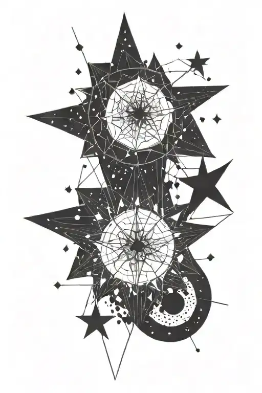 stars moon night sky fireflies tattoo design idea