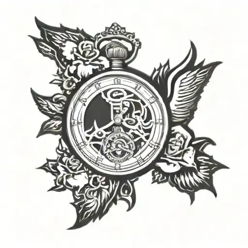 open watch face with memorial tattoo for dad tattoo design idea