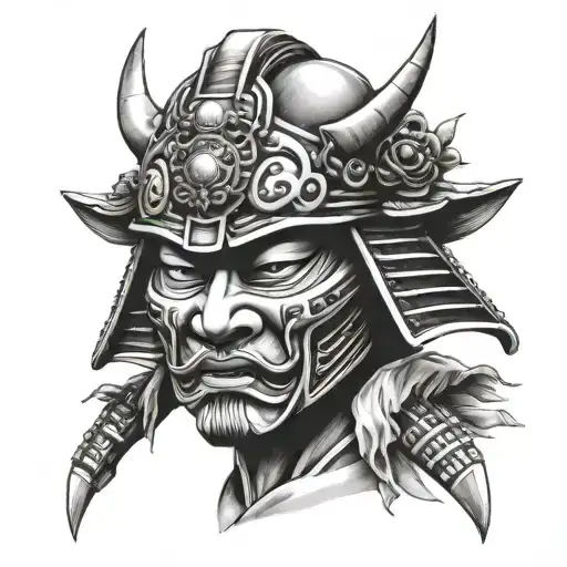 Samurai Mask Face tattoo design idea