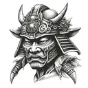 Samurai Mask Face tattoo design idea