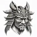 Samurai Mask Face tattoo design idea