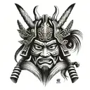 Samurai Mask Face tattoo design idea
