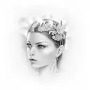 the name valerie surrounded by angel.. birthday 26/06/1980 and death date 09/02/2023 tattoo design idea