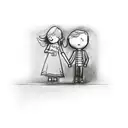 A whimsical sketch of a daughter and her father holding hands tattoo design idea