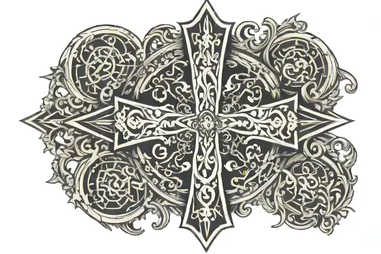 Cross with Croatian crest  tattoo design idea