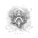 A scuba diver exploring a vibrant underwater world tattoo design idea