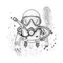 A scuba diver exploring a vibrant underwater world tattoo design idea