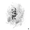 A scuba diver exploring a vibrant underwater world tattoo design idea