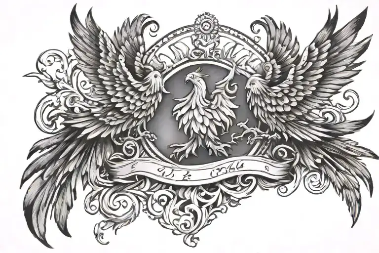 Ankle tattoo, bracelet style, with the phoenix and the German eagle tattoo design idea