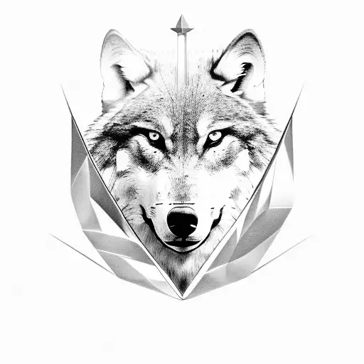 lone wolf with sigma symbol on its head tattoo design idea