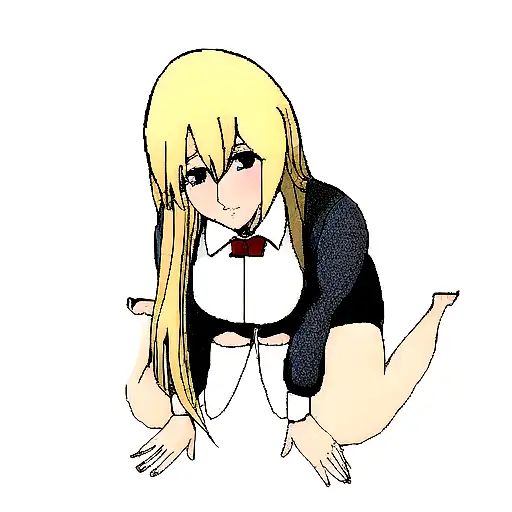 blond girl on Knees with aye  tattoo design idea