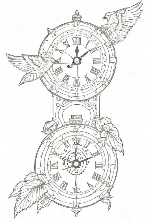 Symbol of travel, clock with the dates 12/07 and 17/11 tattoo design idea