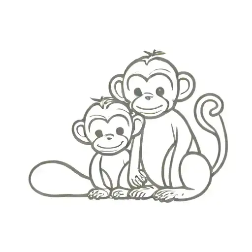 3 wise  cute baby cartoon monkeys  tattoo design idea