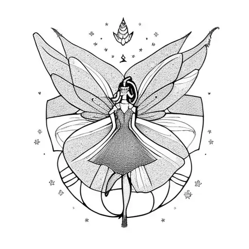 fairy in fantasy land tattoo design idea