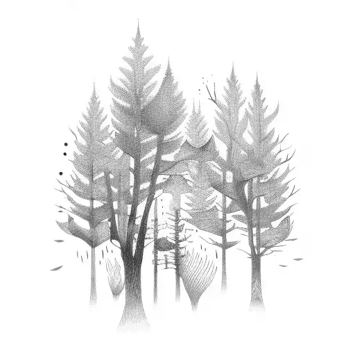 forest with speakers tattoo design idea
