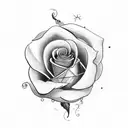 the word flor with a rose on the side tattoo design idea